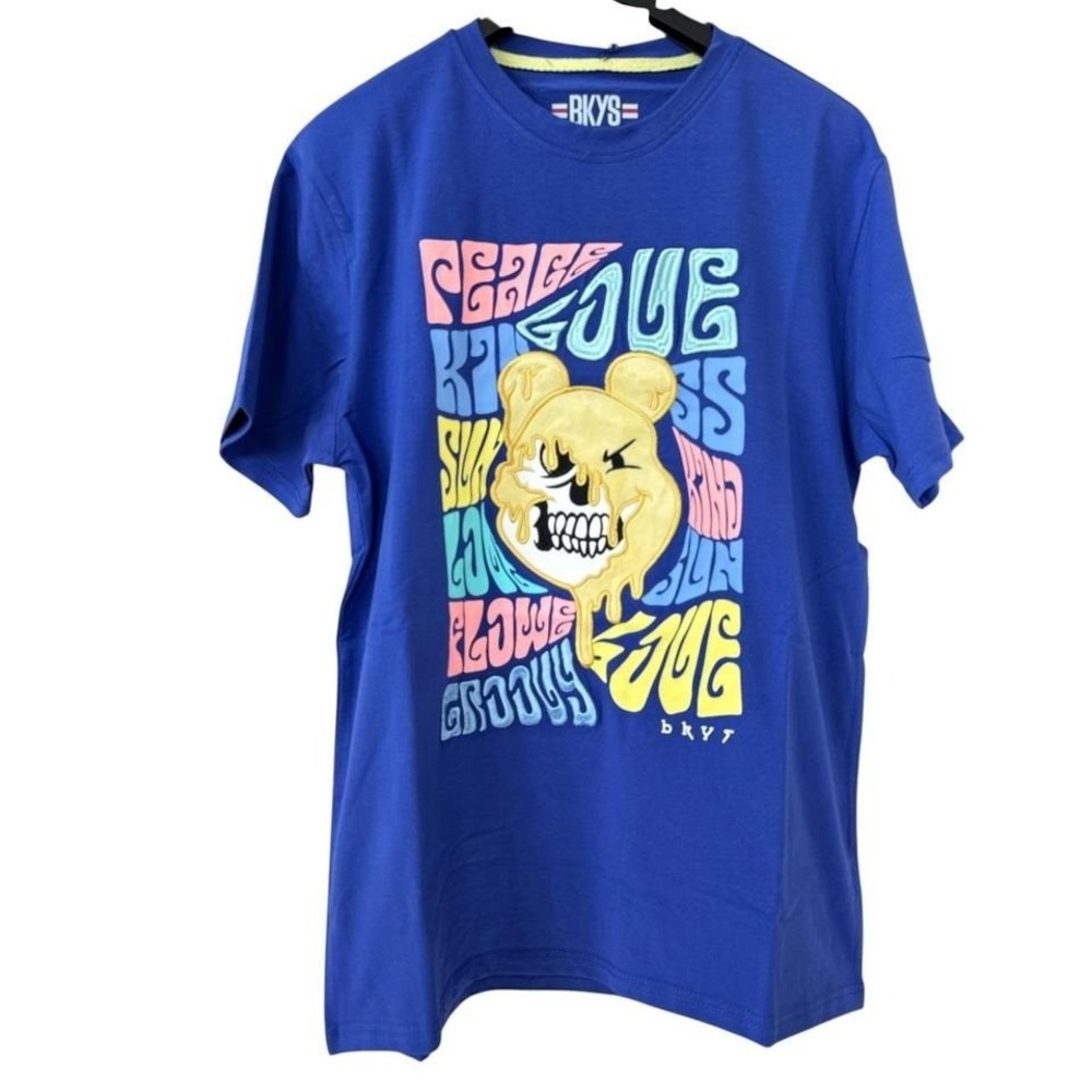 BKYS Blue Cartoon Skull Graphic T-Shirt‎ NWT